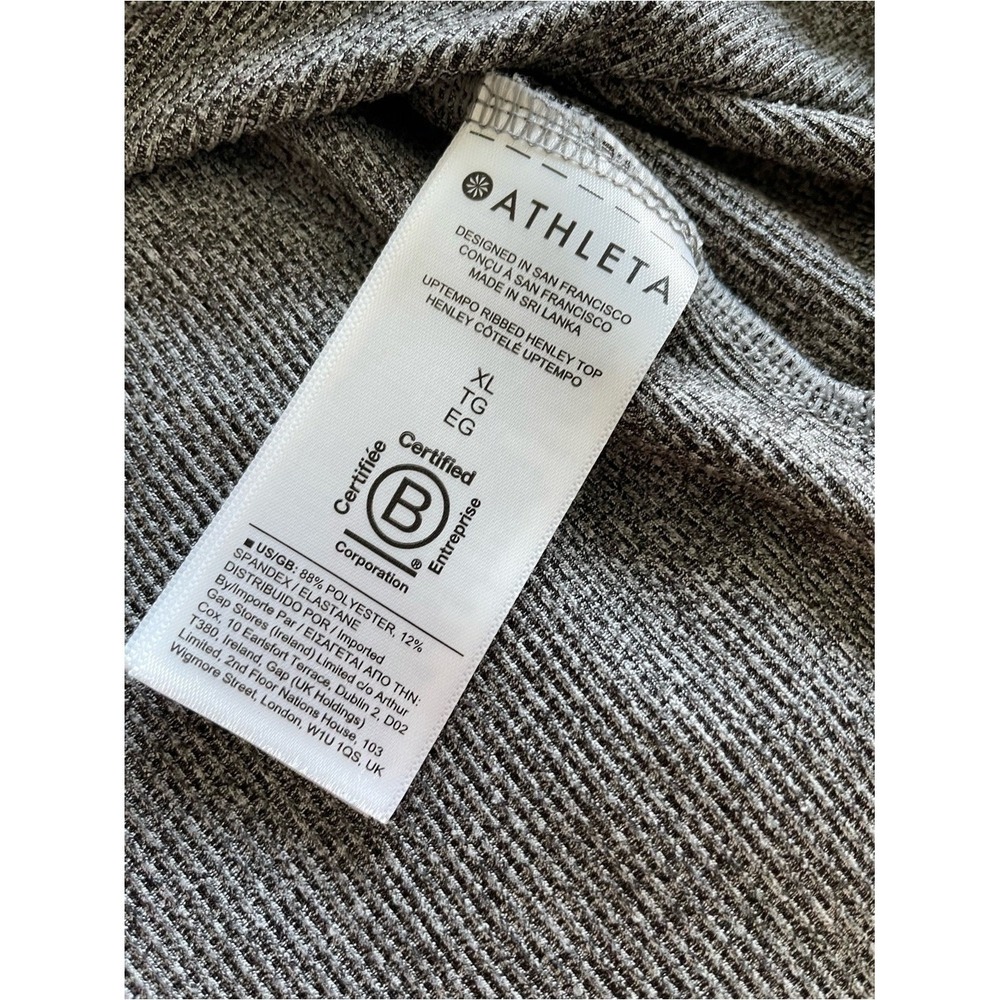 Athleta Uptempo Ribbed Henley Top Women XL Gray‎ Long Sleeve Stretch Athletic - Picture 7 of 9